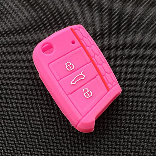 WSWJDW Porte-clés en Silicone Porte-clés de Voiture Porte-clés Porte-clés Porte-clés, Convient pour VW Polo Golf 7 MK7 pour Skoda Octavia Combi A7 Seat Leon Lbiza Cuptra, Rose Rose