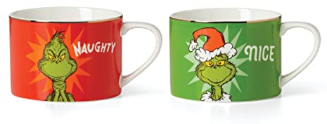 Lenox Grinchie Gifts Naughty & Nice Mugs, 1.79, Green