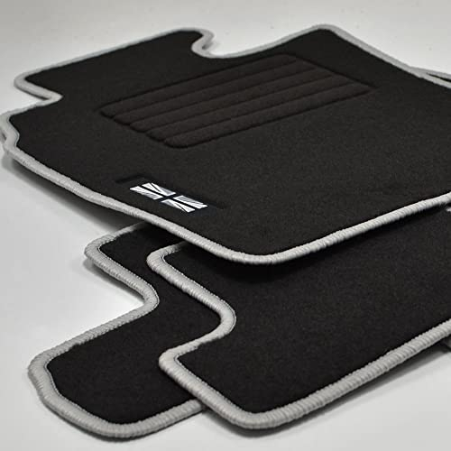 Mattenprofis Velours Logo FuÃŸmatten kompatibel mit Mini Cabrio R52 ab Bj.2004-2009 Silber