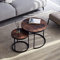 EGOONM Set de 2 Mesas de Centro Conjunto De Mesa Auxiliar De SalóN Redonda Madera Mesitas De Noche Mesas De Café Y Té-Retro, Grande: 60 * 60 * 45cm; pequeño: 40 * 40 * 35cm