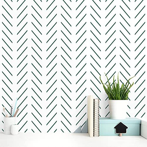 Orainege Papier peint autocollant décoratif à chevrons vert et blanc - 45 x 499,9 cm