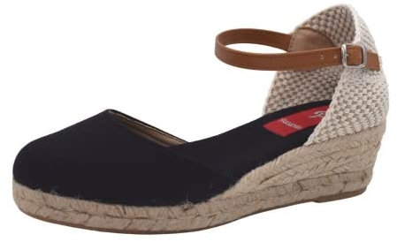 PASARELA - Sandalias Cuña Esparto/Yute Alpargata 3 Cuerdas Negro Mujer Lona Mujer Color: Negro Talla: 38
