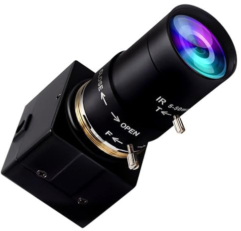 G 100fps Varifokal USB Kamera 4facher optischer Zoomen Webcam,2.8-12mm Varifocus Webkamera,2MP manueller Zoom Gun Kamera CMOS OV2710 Telekamera 1080P Video Web Cam für Windows Linux Mac
