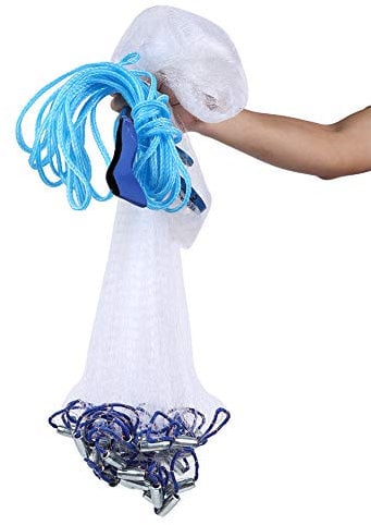 Filet en Fonte, Filet de pêche américain en Eau salée pour appâts, Filet de pêche Robuste pour Eau salée, Taille de Rayon 8 pieds/10 Pieds(9.8ft)