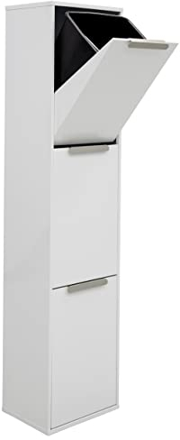 Arregui Ecoclas CR301-E Cubo de Basura y Reciclaje de Acero de 3 Compartimentos | 3x17L (51L) | Cubos de Basura de Cocina | Contenedores de Reciclaje para Casa u Oficina | blanco