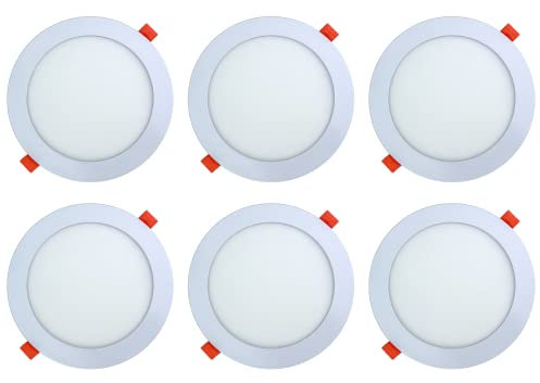 AB Elektro LED Einbaustrahler 230V flach - 6er Set - 12W LED Spot - 6500K - 156mm - IP20