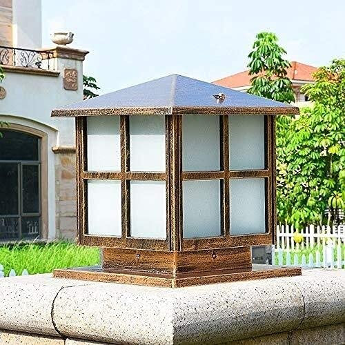 HWSY Lámpara de bolardo de Pared IP65 a Prueba de Agua para Exteriores E27 Valla Cuadrada Estigma Luminaria Aluminio Césped Paisaje Iluminación de Calles Villa Parques Garaje Porche Poste Linterna