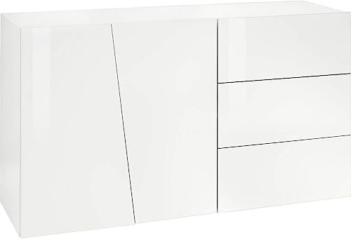 Web Furniture Anrichte für Wohnzimmer, modern, hergestellt in Italien, 140,9 x 43 x 86 cm, VEGA