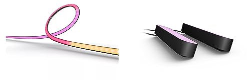 Philips Hue Play Gradient Lightstrip 75 TV + HUE Play Doppelpack (Schwarz) Ambilight-ähnliche LED-TV-Hintergrundbeleuchtung, kompatibel mit Hue Bridge, Alexa & Google