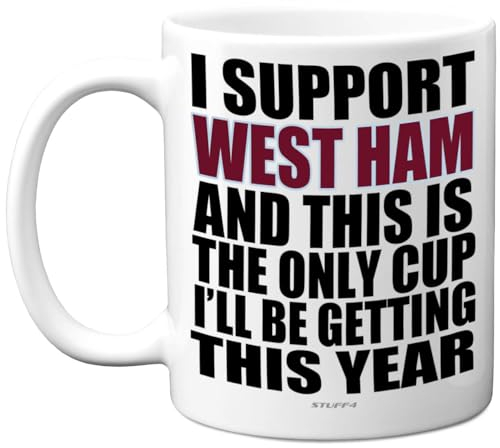 Funny Football Mug Gift for West Ham Fans - Footy Only Cup - Joke Xmas Birthday Mugs Present Gifts for Son Dad Brother Uncle Colleague Friend Cousin, 11oz Ceramic Dishwasher Safe Coffee Tea Cup