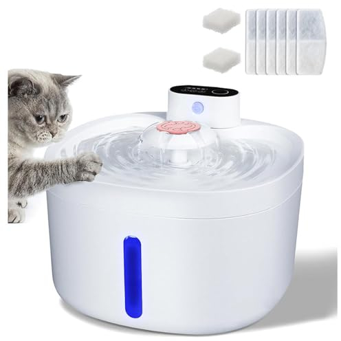 Fontaine à Eau pour Chat, 3l,Alimenté par Batterie sans Fil, Gamelle Chat Capteur Intelligent,Filtre à 5 Niveaux, Distributeur Deau Chat, Convient Aux Chats, Petits Chiens