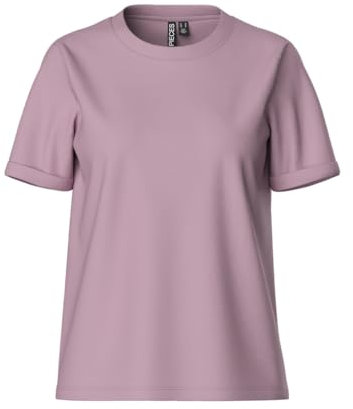 PIECES Pcria SS Fold Up Solid tee Noos BC Camiseta, Fucsia, XS para Mujer