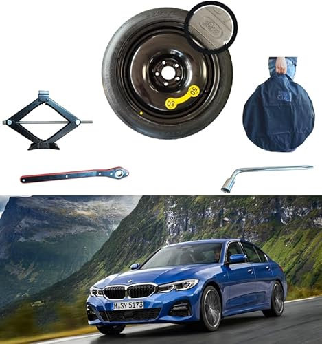 Notrad-satz 17 Zoll kompatibel mit BMW 3er X-Drive F30 mit Wagenheber, Schlüssel und Tasche (2012-2018)