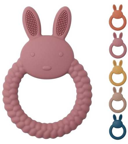 Teething Toys for Baby, Easy to Hold BPA Free Silicone Teethers,Rabbit Baby Teething Toy,Baby Toys for Babies 3 6 12 Months, Boy, Girl, Infant (Deep Pink)