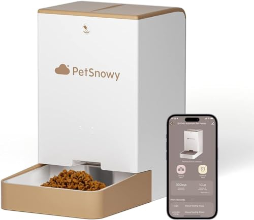 Snow+ Futterautomat Katze, 4L Automatischer Futterspender für Katze und Hund, WiFi automatischer Katzenfutterspender mit APP-Steuerung, Duale Stromversorgung, 3 Frische-Lock,1–10 Mahlzeiten/Tag