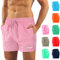 sesto senso Herren Badehose Rosa Modische Farben Badeshorts Innenfutter Slim-Fit Beachshorts SZ2401 M Pink