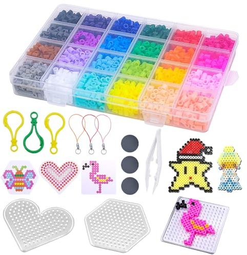 Cisolen 2400PCS Fuse Beads Craft Kit 24 Colors 5mm Iron Beads for Kids Water Fuse Bead Kit DIY Art Crafts Toys for Kids Girls as Gifts