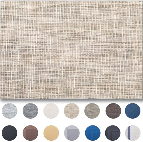 Placemats Set of 4 - Easy Clean Woven Vinyl Placemats for Dining Table, Indoor/Outdoor Place Mats, Washable PVC Table Mats(Caramel)