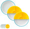 Omie® Easy Scoop Plates for Kids | Unique Design Helps Food Fall into the Spoon, Not on the Table | Made from Plants | 3 Plates + 2 Silicone Dividers | Blue