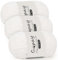 Coopay Chenille Wolle zum Häkeln, 3x100g Samtig Chenillegarn, Dicke Flauschige Weich Chenille Garn, Chenille Wolle, Weicher Plüschwolle Häkelgarn für Decken, Schals - Weiß