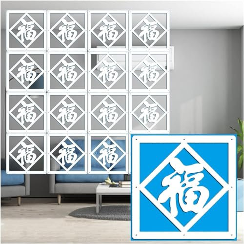 ININOSNP Hängender Raumteiler, quadratische 29 cm halbprivate Holz-Kunststoff-Trennwände, lichtbeständiges Hotelrestaurant