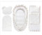 PEPI - 5 teilig Babynestchen Set - Babynest mit Rüschen - Babydecke - Matratze - Kopfkissen - Kissen - 100% Baumwolle uns Samt - Baby Erstausstattung Neugeborene - (Gold Galaxy)