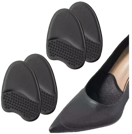 VivoFoot 4 PCs Foam Ball of Foot Cushions Metatarsal Pads, Anti-Sliding Pads Open Toe, Relieves Forefoot Pain, Self-Adhesive and Reusable (Black)