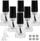 GORGECRAFT 6 Flacon de Vernis à Ongles Transparent 5ml avec Bouchon à Brosse Noir Flacons de Vernis à Ongles Vides en Verre Carré Rechargeables avec 6 Boules D'Agitation de Mélange et 2 entonnoirs