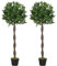 Outsunny Set de 2 árboles Artificiales de Laurel, 120 cm Plantas Artificiales en Maceta de Cemento, Planta de Interior, Plantas Artificiales para Interior, Exterior, Plantas Decorativas, Verde