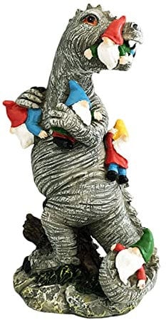 Dinosaur Ornaments, Dinosaur Eating Garden Gnome Statue, Decoration Dinosaurs Statues Garden Statue Garden Ornaments for Patio Yard L