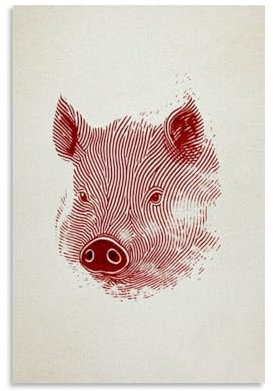 ZOZO HOUSE Red Fingerprint Pig Zodiac Poster Poster 20x30inch(50x75cm)