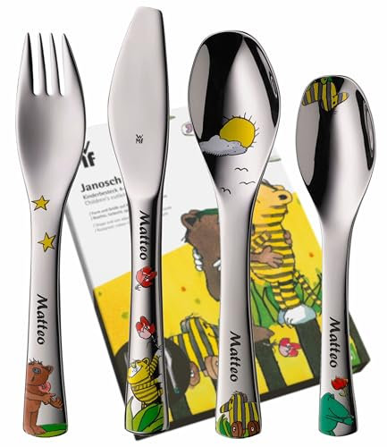 WMF Janosch Kinderbesteck mit Namensgravur - schönes Kinder Besteckset - Taufgeschenke personalisiert mit Gravur Geschenkideen für Mädchen und Jungen ab 3 Jahre
