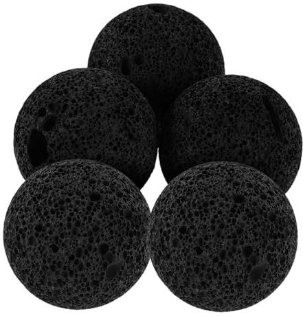 BESPORTBLE 5pcs Garden Volcanic Stones Round Lava Rock Pebbles Aromatherapy Stone Ball Natural Landscape Rocks for Outdoor Fish Tank Terrarium Pond Zen Garden