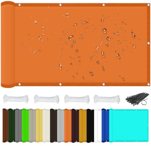 Voile d'ombrage rectangulaire imperméable pour balcon, terrasse, jardin, 4 x 9 m, orange (dimensions personnalisées)