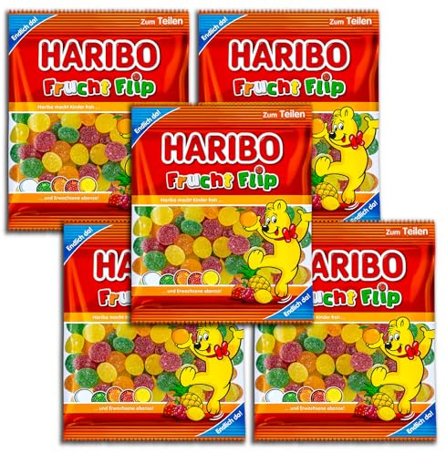 5 er Pack Haribo Frucht Flip 5 x 160g Gezuckerte Fruchtgummi-Drops - Sonderpreis haltbar bis 08/26