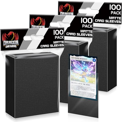 300ct Black Matte Card Sleeves for Trading Cards Protectors | Standard Size Plastic Card Sleeves, Soft Sleeves, Smooth Shuffling, Fit for MTG, TCG, Football, Sports, Game Cards