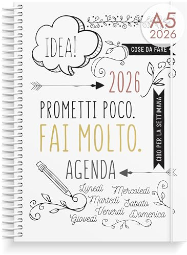 burde Doodle A5 2026 – Agenda Settimanale Per Insegnanti, Studenti e Professionisti, Agenda Mensile Con Adesivi e Rilegatura a Spirale