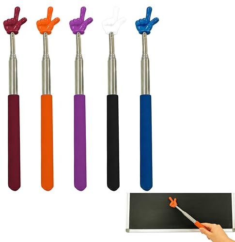 FMPXYYA 5 Pcs Puntero Telescópico Extensible para Profesores, Puntero de Mano con Forma de Dedo para Jardín de Infancia y Primaria, Ideal para Clases, Presentaciones y Enseñanza Interactiva