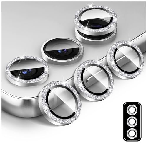 Kucheed Bling Camera Lens Protector for Samsung Galaxy A16, 9H Tempered Glass Camera Cover Screen Protector, Glitter Automatic Alignment Individual Metal Rings Film Stickers