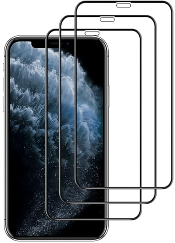 3 Stück Schutz Gehärtetem Tempered Glas für iPhone 11Pro, iPhone XS, iPhone X, Screen Schutzfolie Displayschutz Folie Anti Kratzen 9H Härte HD Displayschutzfolie 5,8 Zoll Schwarzer Rand Fest Klar
