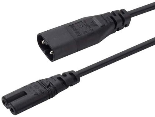 MejaRizon Verlängerungskabel, IEC 60320 C8-Stecker auf C7-Buchse, Eurostecker Verlängerung, Stecker auf Buchse Netzteiladapter, 2A 250V for Computer Monitor, Printer, Rasierer und Radio, Scanner