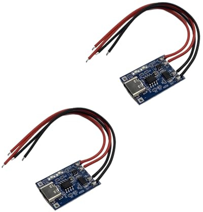 18650 Lithium Akku Lademodul mit Kabel, USB Ladeplatine, 2er Pack,mit Doppelschutzfunktionen für Li-Ion oder LiPo Einzelzellenbatterien (2)