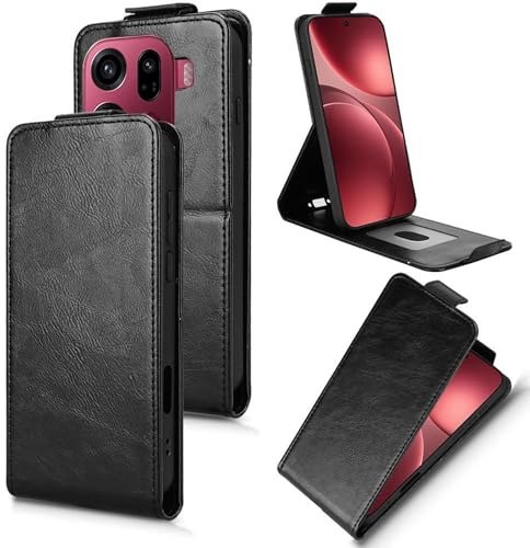 Wigento Flip Hülle für Oppo Find X9 Pro Magnetische Vertikale Kunstleder Schutz Schwarz