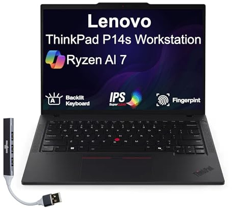 Lenovo Thinkpad P14s Mobile Workstation 14.0 60Hz IPS WUXGA Display (AMD Ryzen AI 7 350, AMD Radeon 860M Shared, 32GB DDR5, 1TB PCIe SSD, Backlit KB, Fingerprint, Win 11 Pro) w/DKZ USB Port Expander