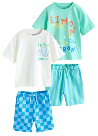 NEXT Jungen Kurzärmeliges T-Shirt und Shorts im 2er-Set
