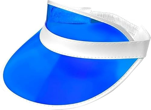 Makii Sun Visor Hat for Men and Women - Unisex Multicoloured Golf Visor for Pub Golf Fancy Dress Retro Coloured Sun Hats 90s Fancy Dress Accessories (Blue)