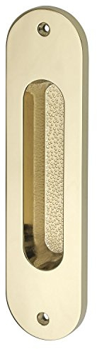 Schiebetürmuschel (Muschelgriff) oval 38x152mm Griff Messing poliert PVD