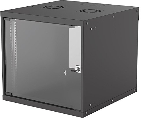 kab24® Basic Line Netzwerkschrank Serverschrank Wandhehäuse Netzwerk Wandschrank Wandverteiler SOHO Schrank schwarz 19 Zoll 9 HE H:50 x B:54 x T:56cm