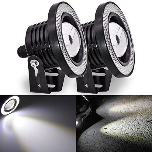 KATUR Lot de 2 projecteurs universels haute puissance 7,6 cm à LED blanches COB Halo Angel Eyes Anneaux DRL Feux de conduite