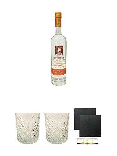 Botucal Blanco Reserve 0,7 Liter + Rum Glas 1 Stück + Rum Glas 1 Stück + Schiefer Glasuntersetzer eckig ca. 9,5 cm Ø 2 Stück
